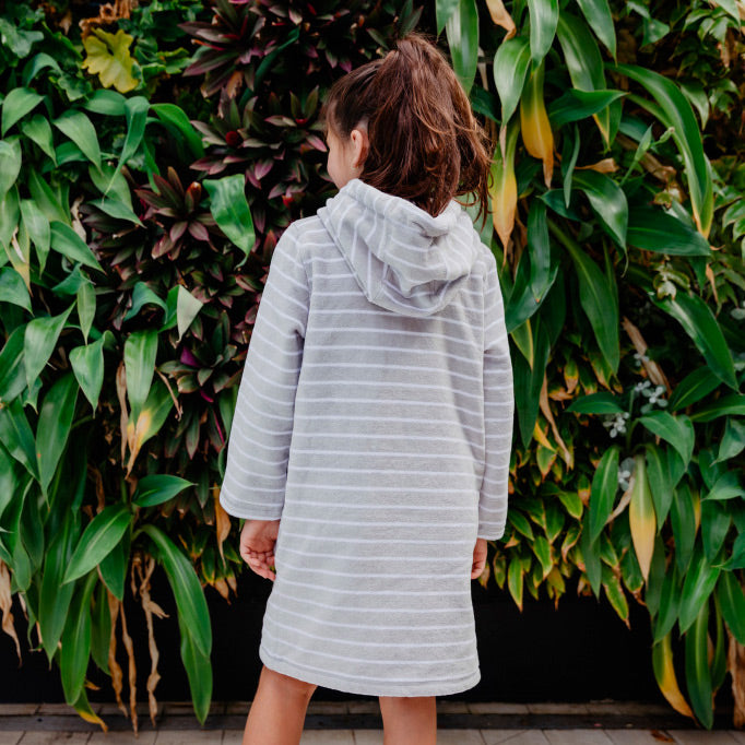 Swim Hoodie Grey with Purple Trim