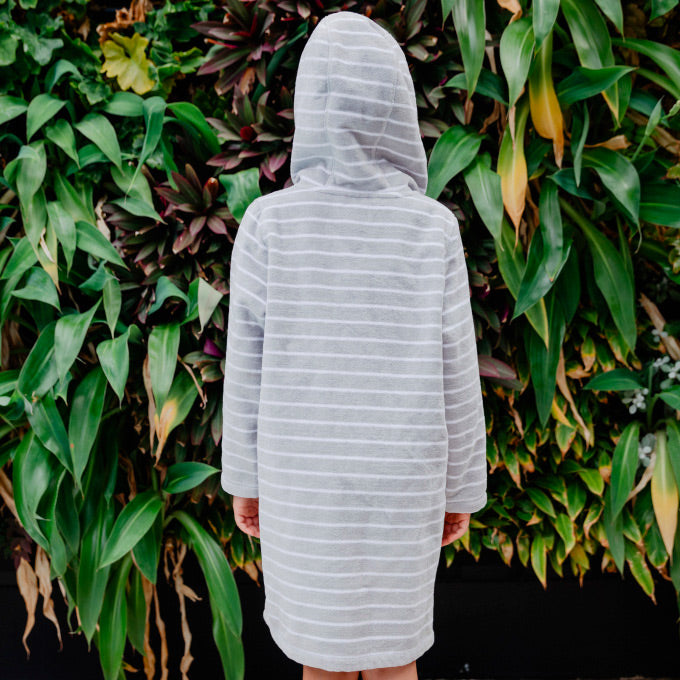 Swim Hoodie Grey with Pink Trim