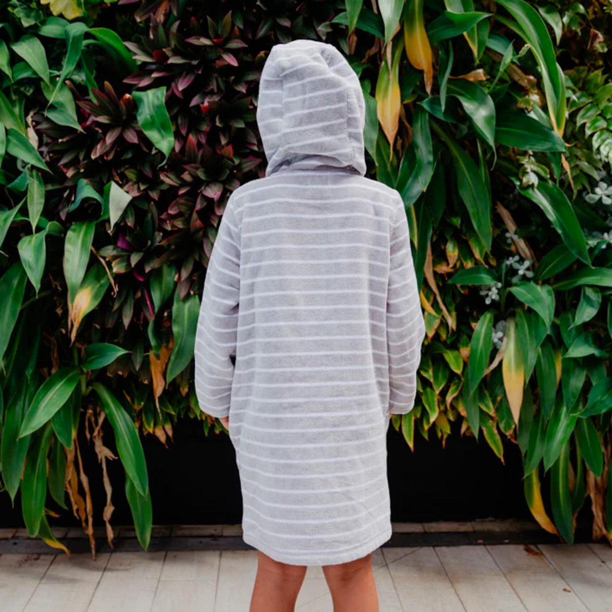 Swim Hoodie Grey with Blue Trim