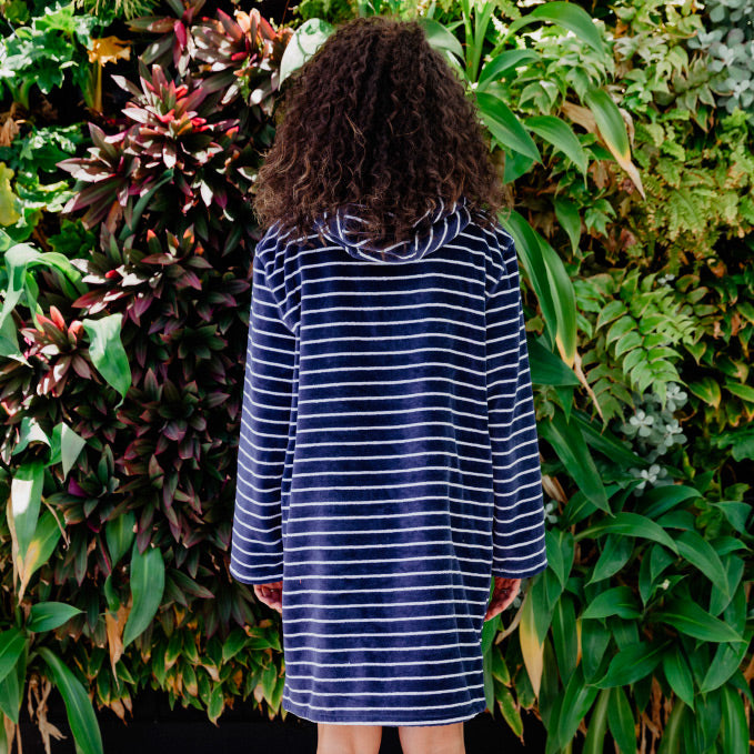 Swim Hoodie Navy with Pink Trim - Adult