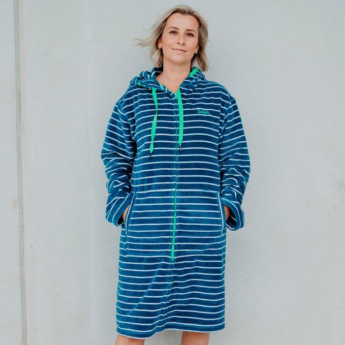 Swim Hoodie Turquoise Waters with Green Trim - Adult