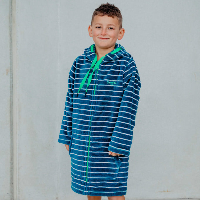 Swim Hoodie Turquoise Waters with Green Trim