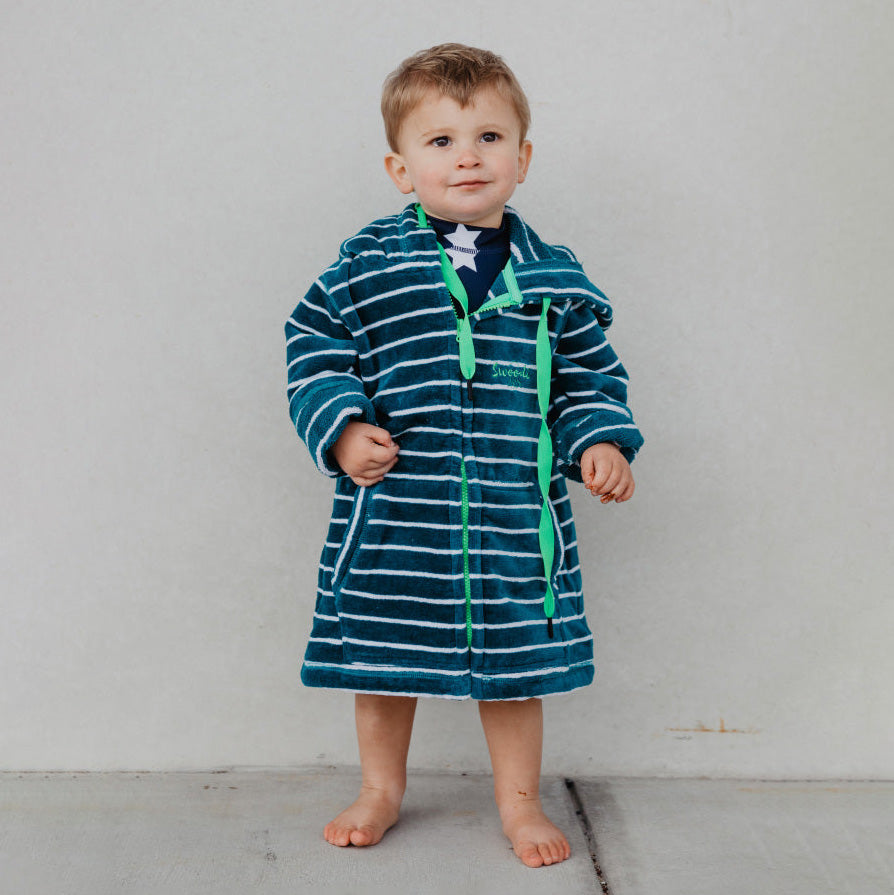 Swim Hoodie Turquoise Waters with Green Trim - Babies + Tots