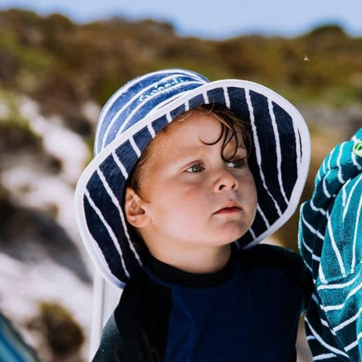 Toweling Bucket Hat Navy with Blue