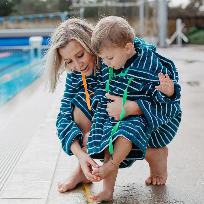 Swim Hoodie Turquoise Waters with Green Trim - Babies + Tots