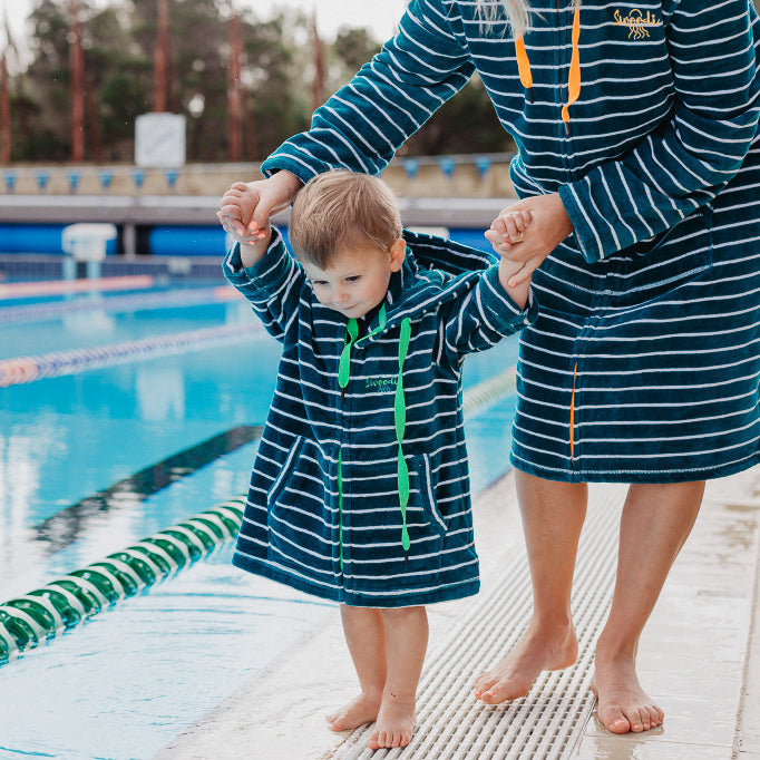 Swim Hoodie Turquoise Waters with Green Trim - Babies + Tots
