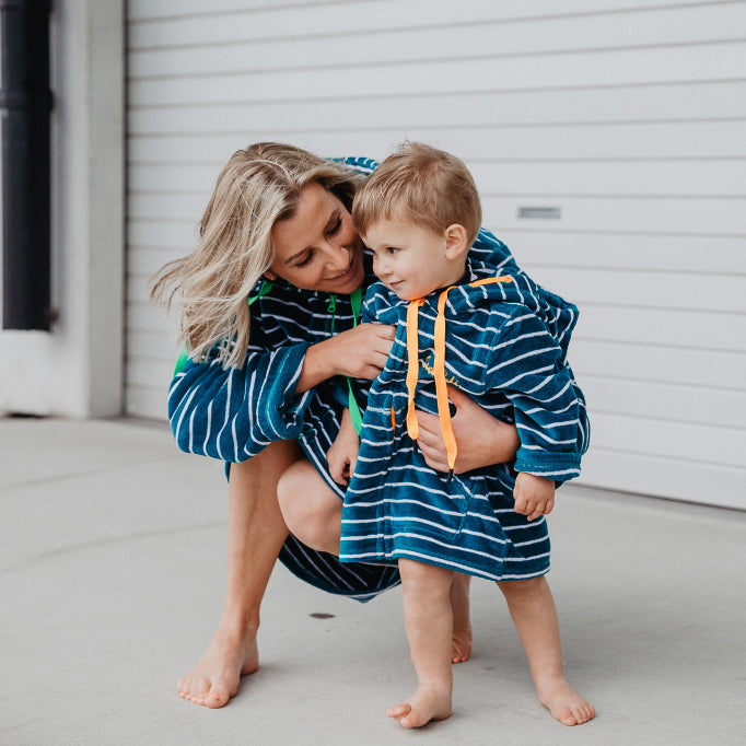 Swim Hoodie Turquoise Waters with Citrus Trim - Babies + Tots