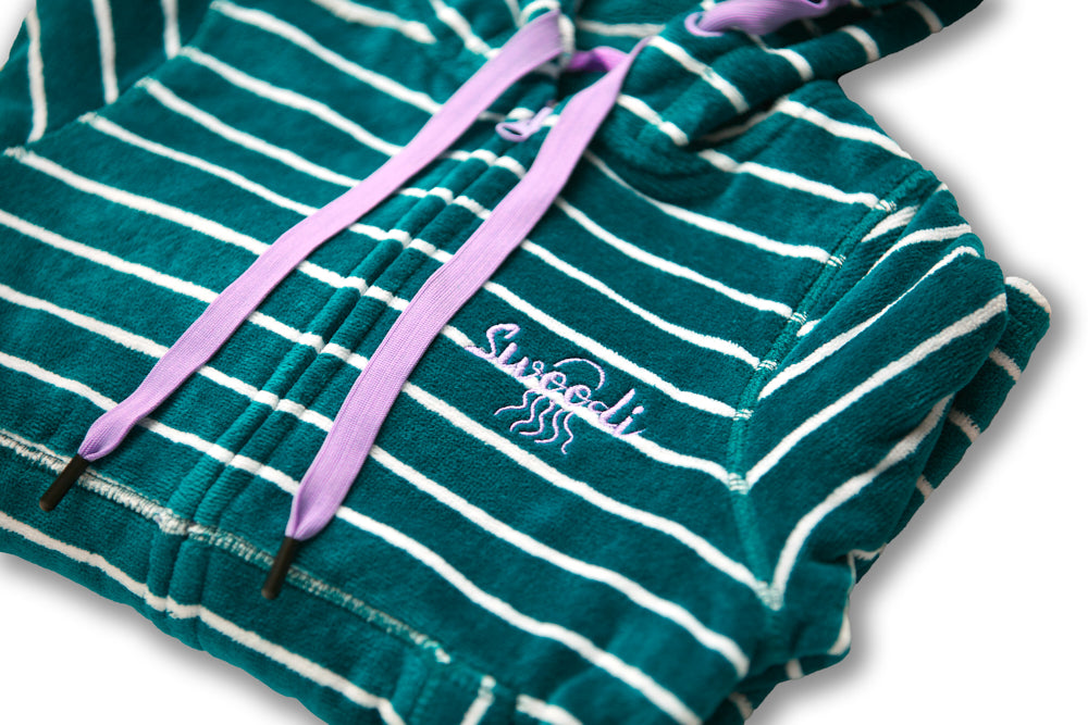 Swim Hoodie Turquoise Waters with Purple Trim