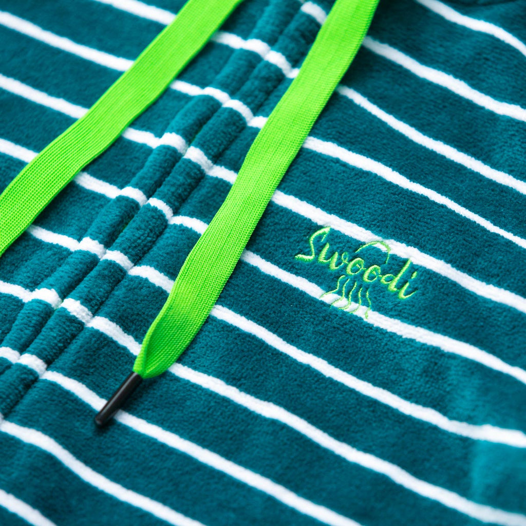 Green and white striped hoodie online