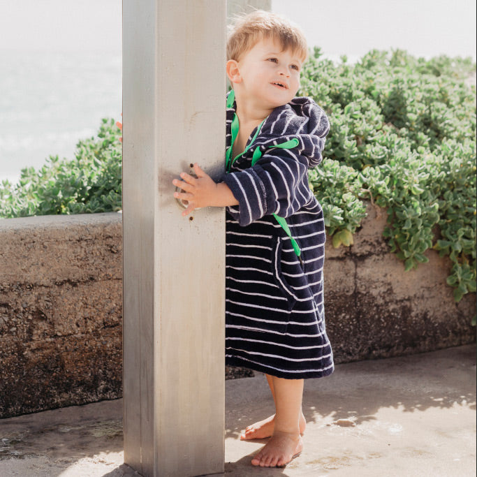 Swim Hoodie Navy with Green Trims – Babies + Tots