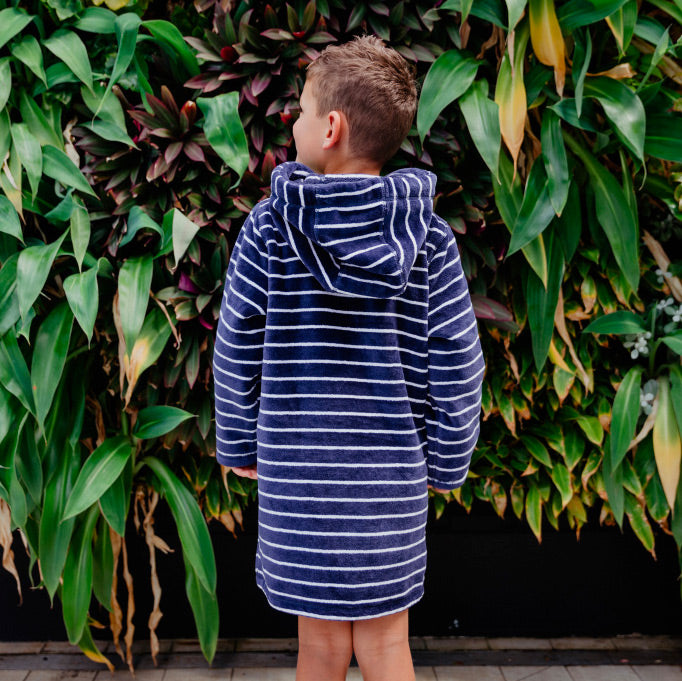 Swim Hoodie Navy with Blue Trim