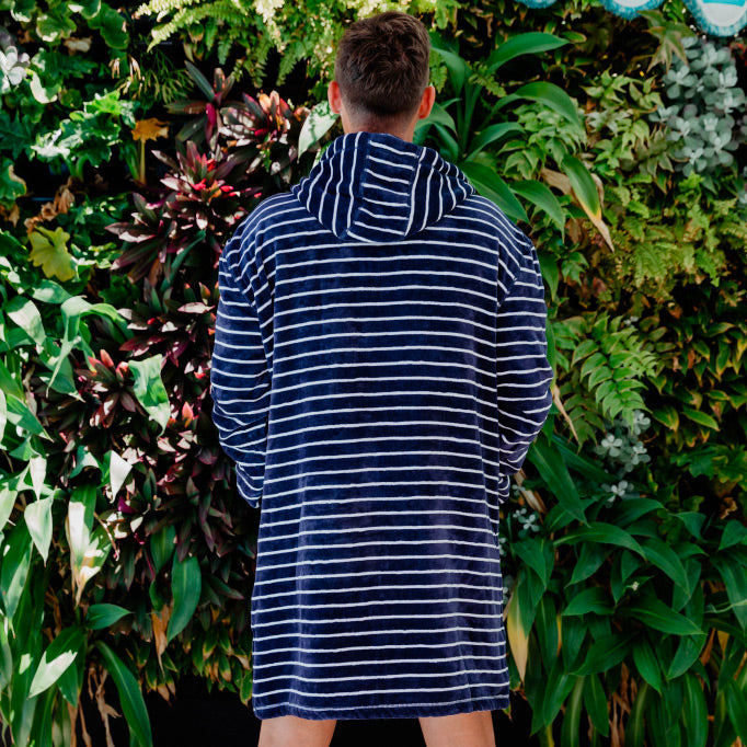 Swim Hoodie Navy with Green Trim - Adult