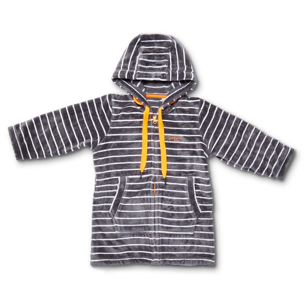 Swim Hoodie Charcoal with Orange Trim