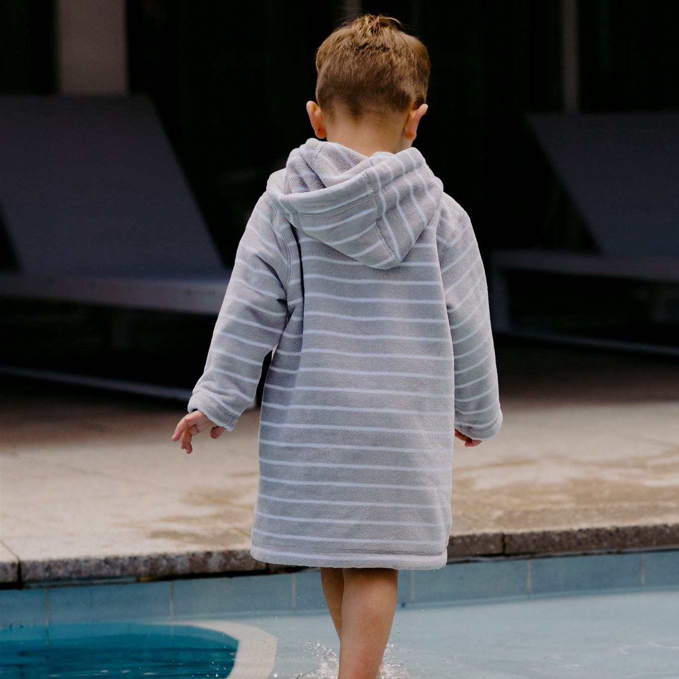 Swim Hoodie Grey with Coral Trim – Babies + Tots