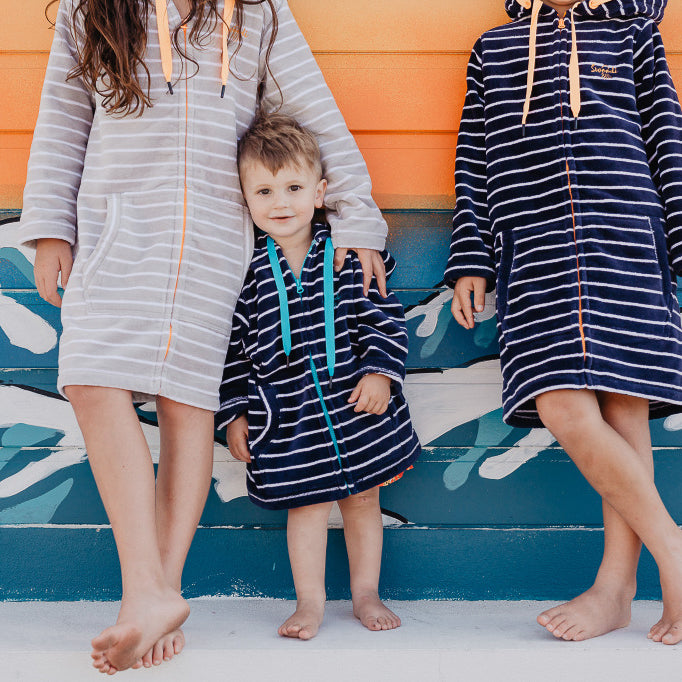 Swim Hoodie Navy with Blue Trims – Babies + Tots