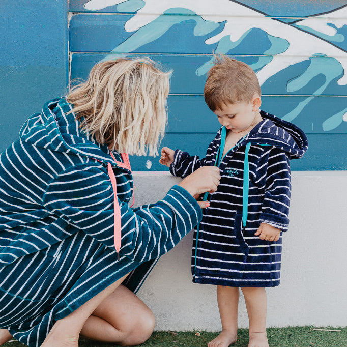 Swim Hoodie Navy with Blue Trims – Babies + Tots