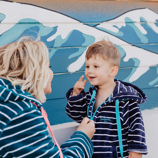 Swim Hoodie Navy with Blue Trims – Babies + Tots