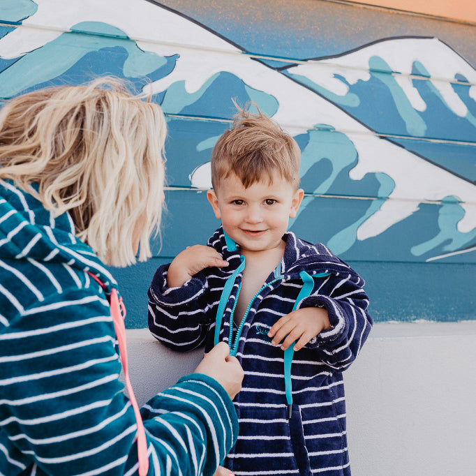 Swim Hoodie Navy with Blue Trims – Babies + Tots