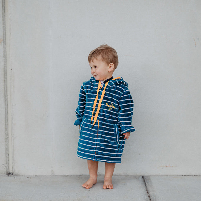 Swim Hoodie Turquoise Waters with Citrus Trim - Babies + Tots