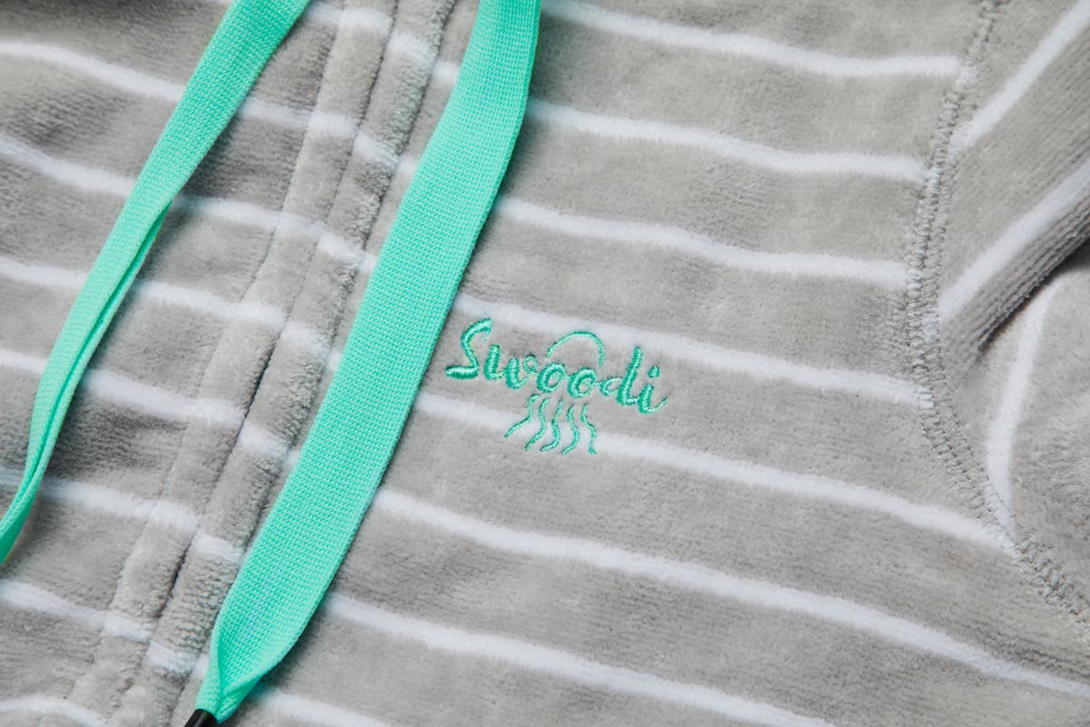 Swim Hoodie Grey with Mint Trim