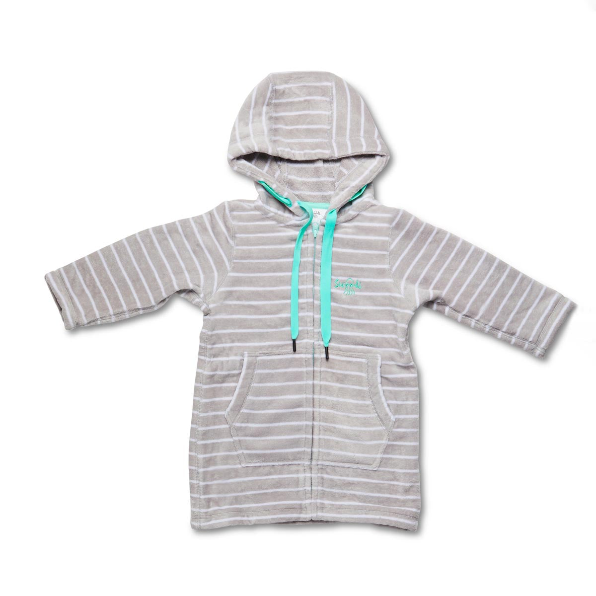 Swim Hoodie Grey with Mint Trim