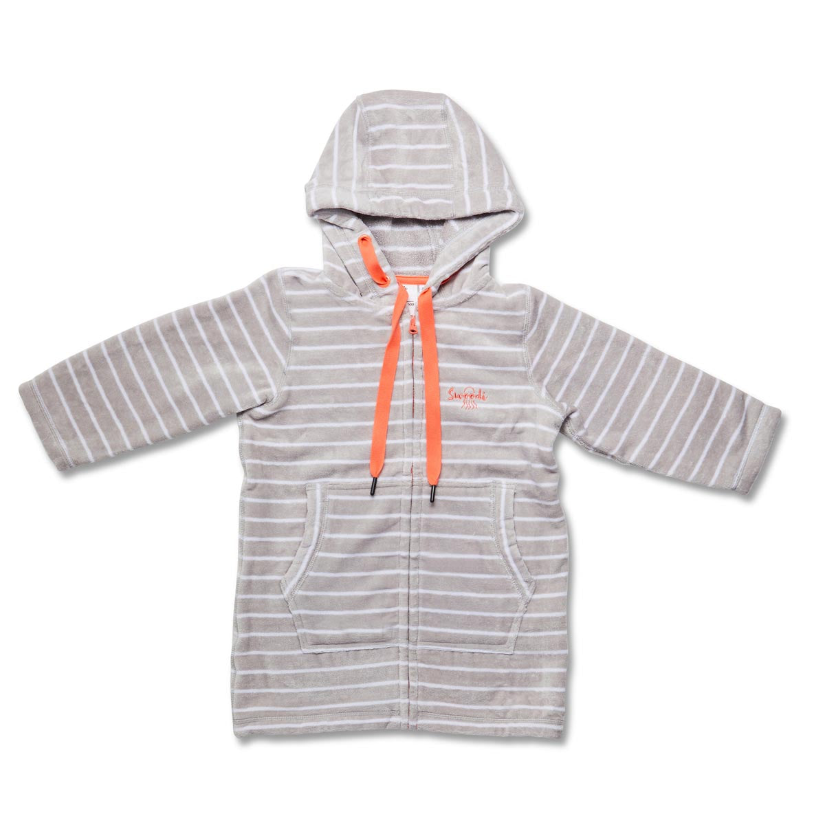 Grey with coral childrens beach robe