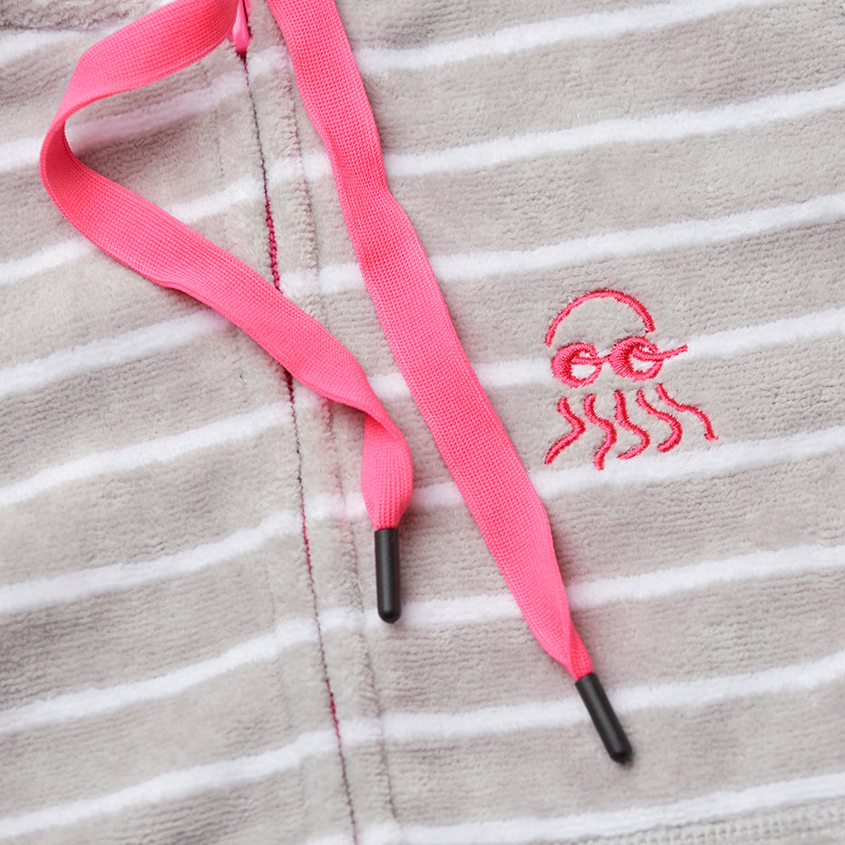 Close up of girls beach robe 