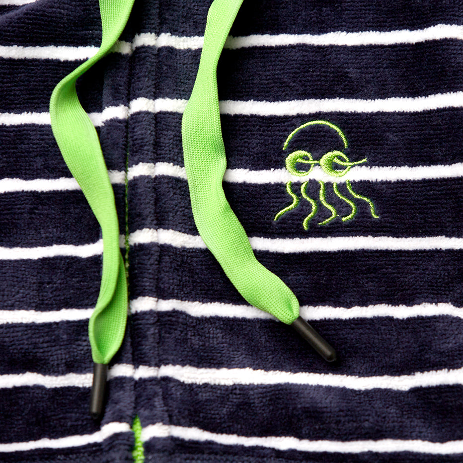 Close up of boys toweling beach robe 